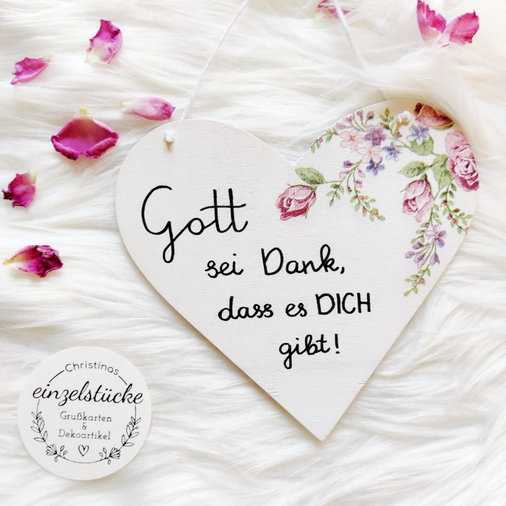 Holzschild personalisiert- Herz Gott sei Dank